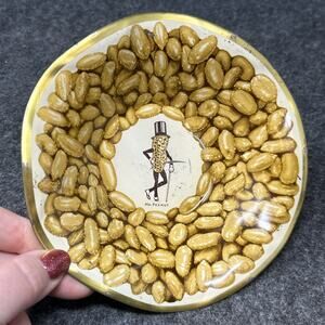 Vintage Mr. Peanut Planters Tin Party Bowl USA Made Metal Nut Dish